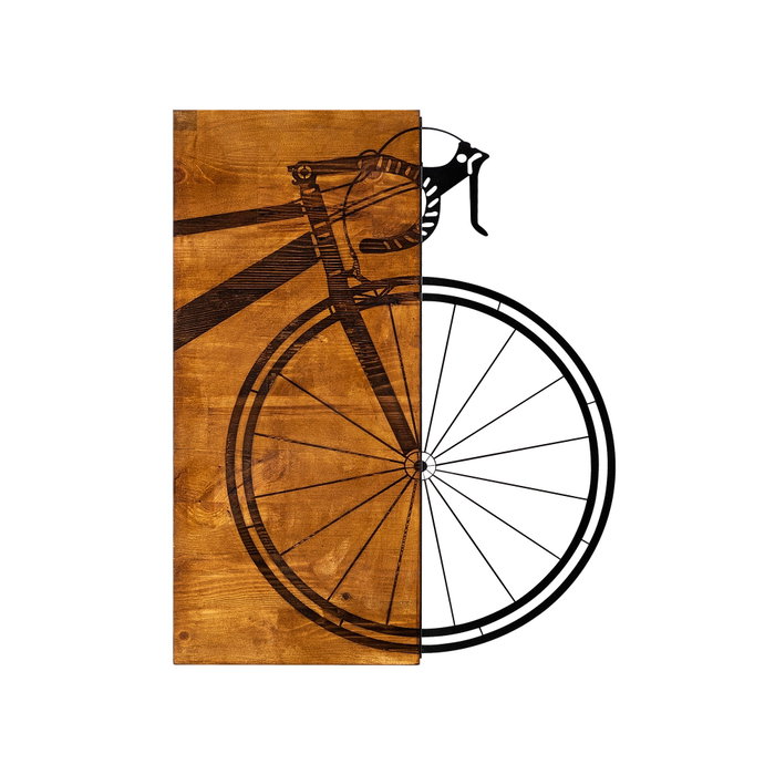 Wallity Bisiklet Accesorio Decorativo de Pared de Madera y Metal Nogal y Negro